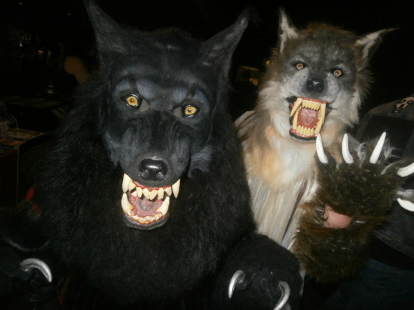 Two people in werewolf costumes